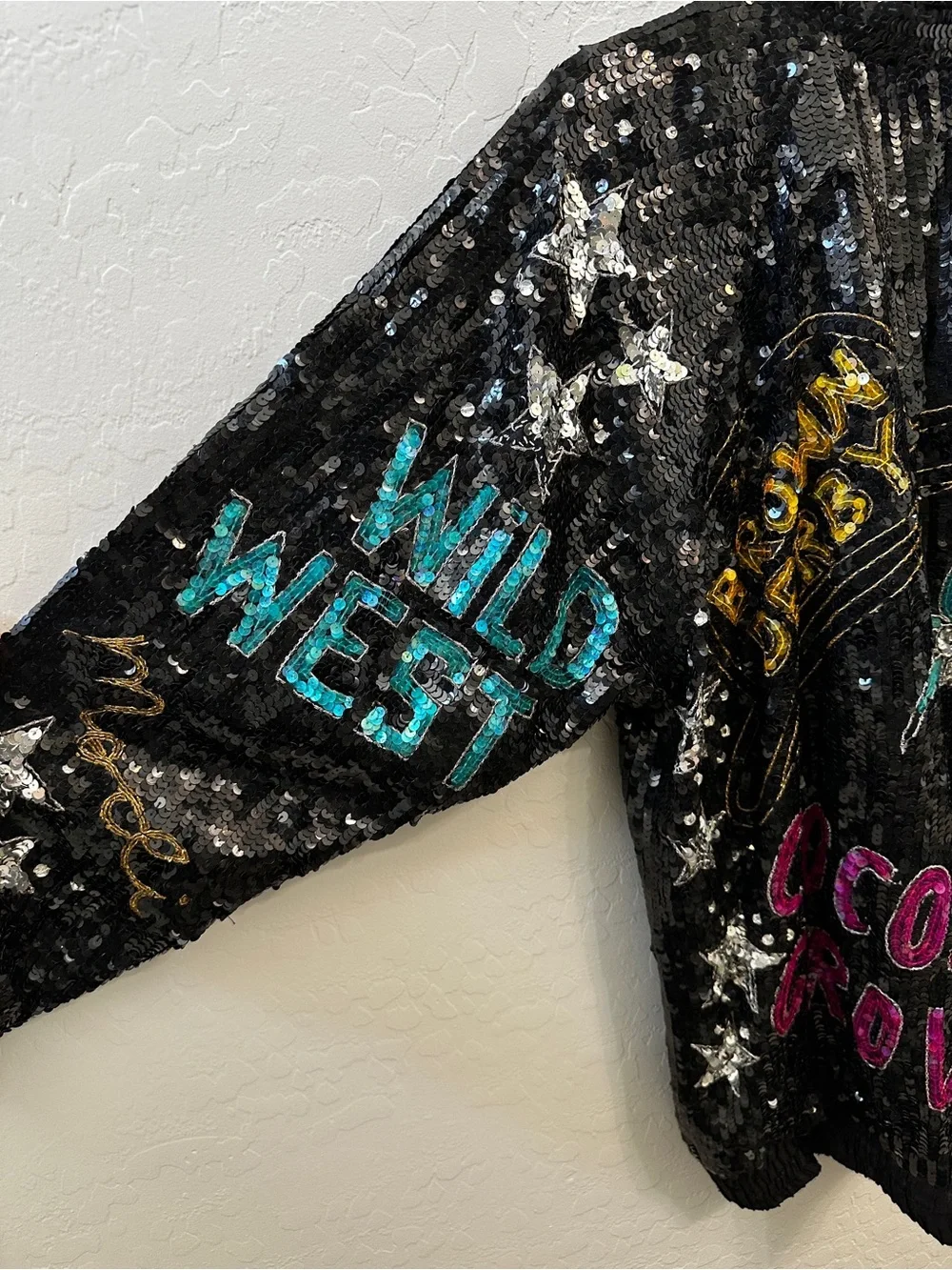 Vintage MODI Silk Sequin Jacket- Brown Derby Coconut Grove- Hollywood Art Wear